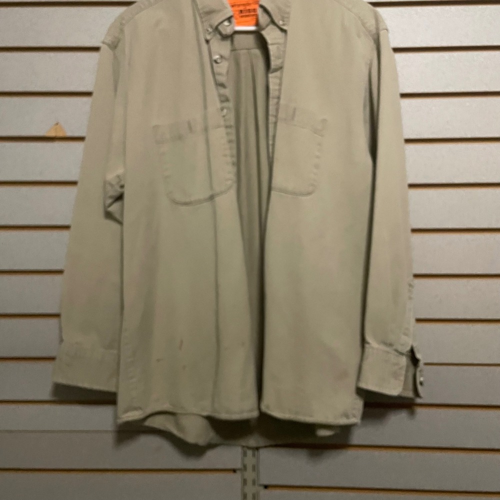 Wrangler Riggs Workwear FR Flame Resistant Shirt Mens Large‎ Khaki Button Down